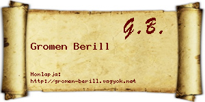 Gromen Berill névjegykártya